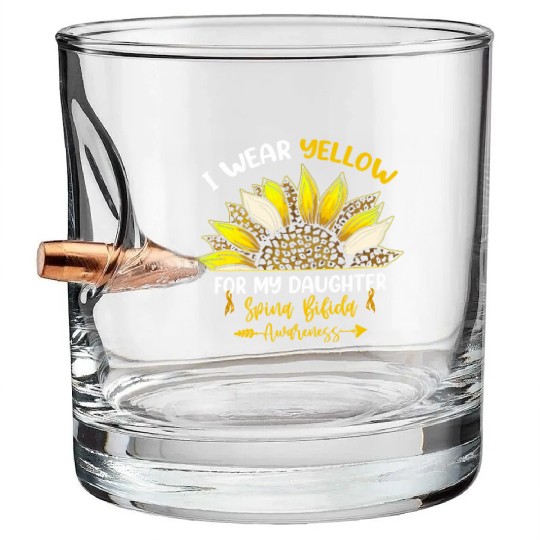 I Wear Yellow For My Daughter Spina Bifida Bullet Whiskey Glasses