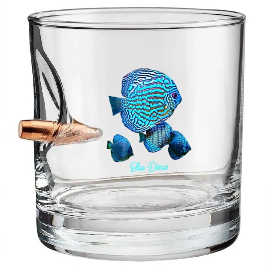 BLUE DISCUS FISH Bullet Whiskey Glasses