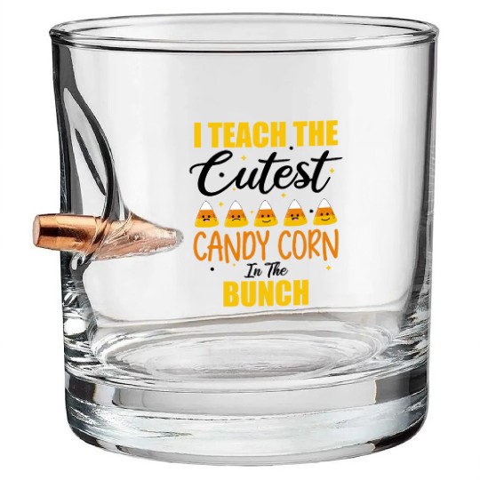 Cute I Teach The Cutest Candy Corn Halloween Bullet Whiskey Glasses