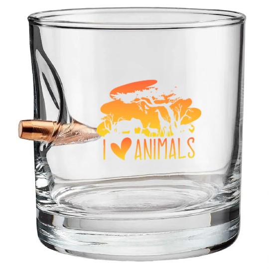 Wild Animal Lover Safari Sunset African Bullet Whiskey Glasses