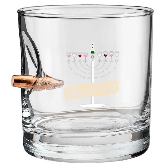 Let's Get Lit Wine Lovers Hanukkah Bullet Whiskey Glasses