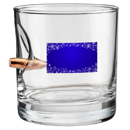 Modern Navy Blue Snowflakes Pattern Bullet Whiskey Glasses