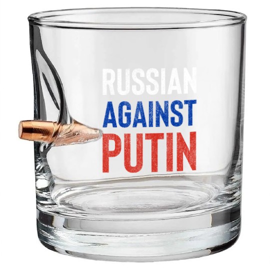 Russian against Putin russia flag grunge Bullet Whiskey Glasses