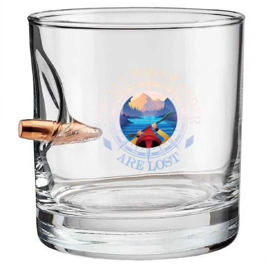 Kayaking Lover Compass Not All Who Wander Are Lost Bullet Whiskey Glasses