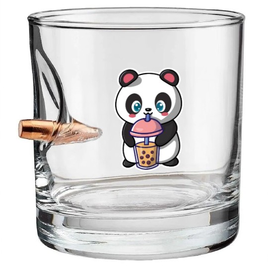 Panda Bear Boba Milk Tea Funny Bubble Tea Lovers Bullet Whiskey Glasses