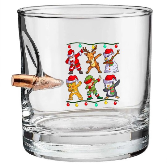 Christmas Dabbing Santa Elf De Friends Xmas Bullet Whiskey Glasses