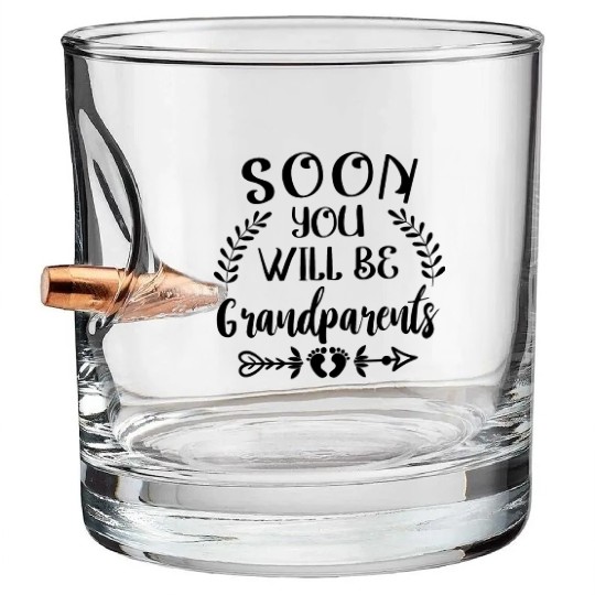 You Will Soon Become Grandparents. Grandma Grandpa Bullet Whiskey Glasses