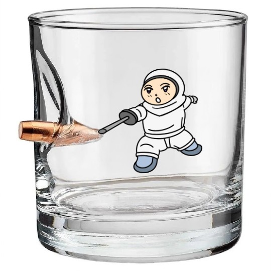 Cartoon kid fencing Bullet Whiskey Glasses