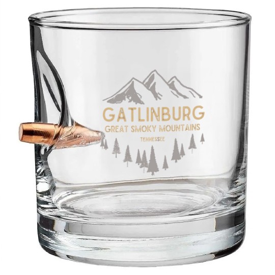 Gatlinburg Tennessee Great Smoky Mountains Vintage Bullet Whiskey Glasses