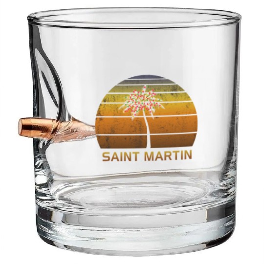 Retro Saint Martin Christmas Family Vacation Bullet Whiskey Glasses
