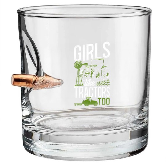 Farming Farmer Girl Tractor Bullet Whiskey Glasses