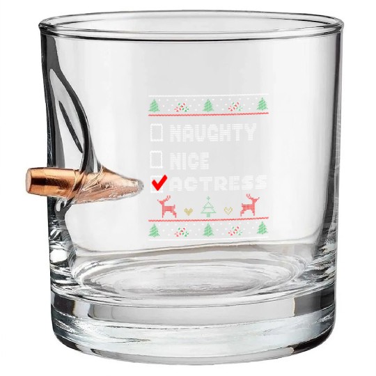Naughty Nice Actress, Matching Christmas Group Bullet Whiskey Glasses