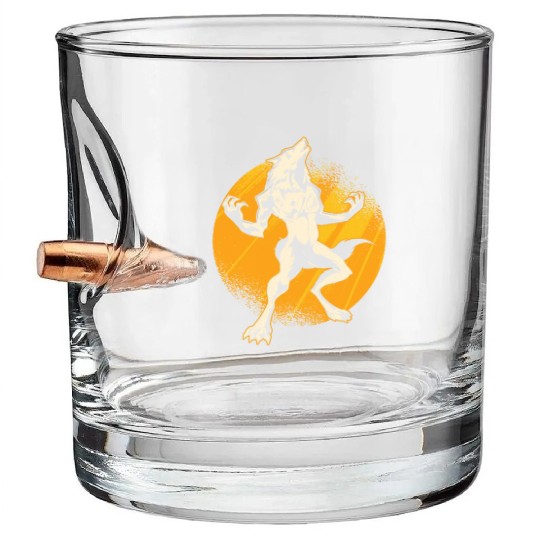 Halloween Monster Line Art Werewolf Horror Bullet Whiskey Glasses