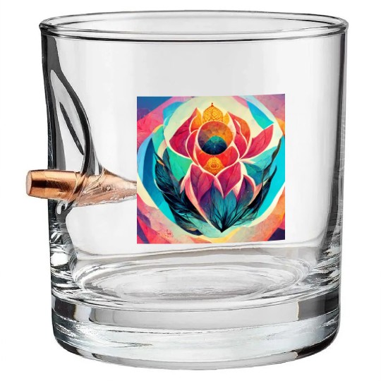 Colorful mandala flower version 4 Bullet Whiskey Glasses