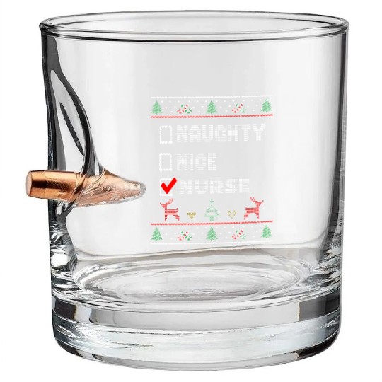 Naughty Nice Nurse, Matching Christmas Group Bullet Whiskey Glasses