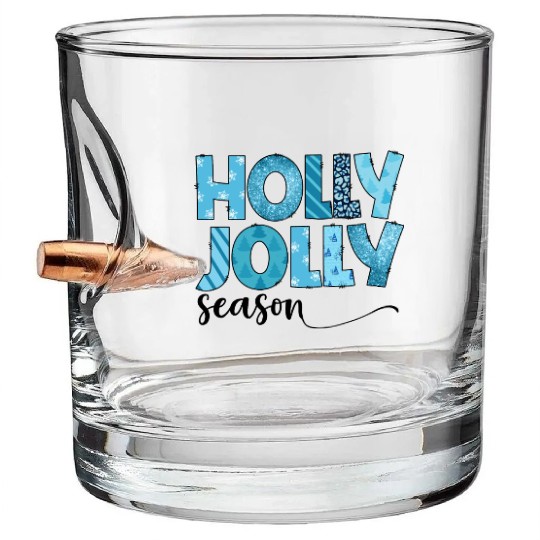 Holly Jolly season sublimation Bullet Whiskey Glasses