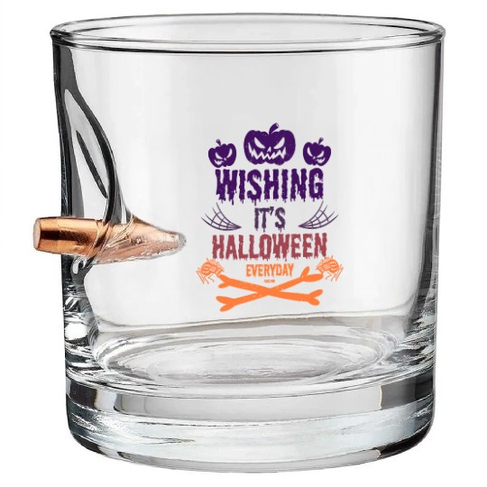 Every day Halloween Horror pumpkin with spider Bullet Whiskey Glasses