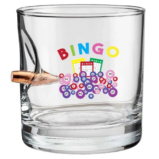 Bingo Card And Balls Card Game Bingo Bullet Whiskey Glasses