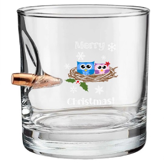 Cute Christmas Bullet Whiskey Glasses Merry Christmas Snowflakes Ow
