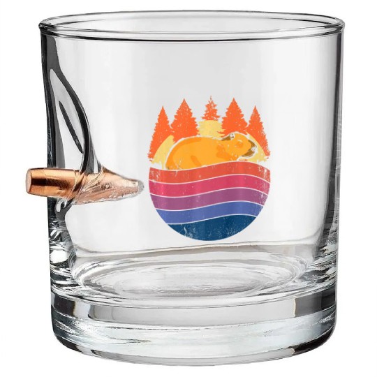 Retro Capybara In Nature Vintage Capibara Bullet Whiskey Glasses