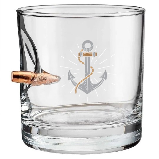 Anchor Sea Marine Navy Sail Sailing Cruise Gift Bullet Whiskey Glasses
