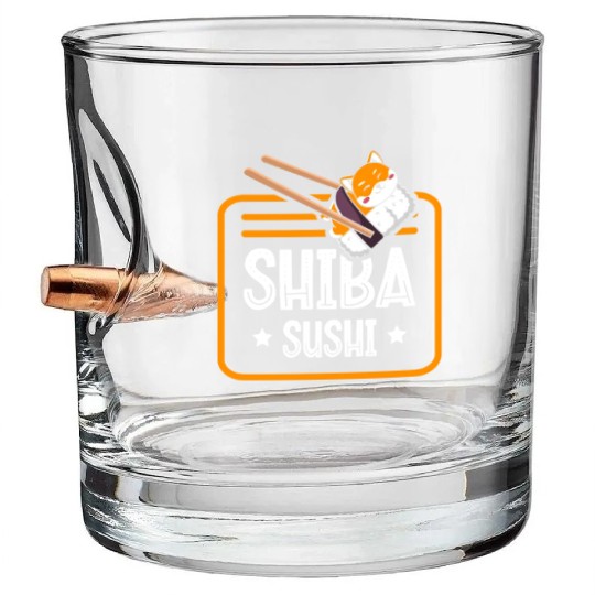 Shiba Sushi Japanese Foodie I Love Sushi Eater Bullet Whiskey Glasses