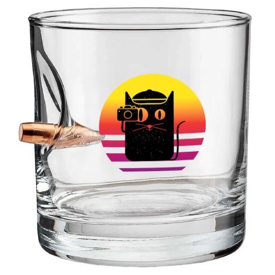 Camera Photography Retro Photo for Photographer Bullet Whiskey Glasses
