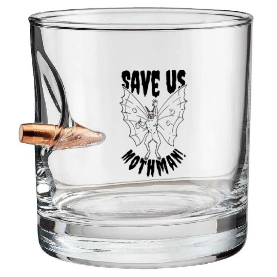Halloween Mothman Mythical Line Art Beast Monster Bullet Whiskey Glasses