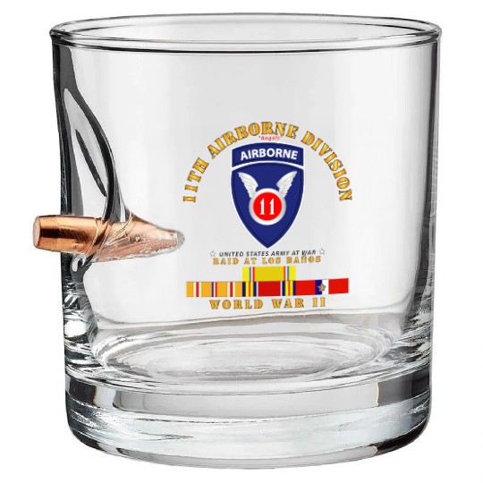 11th Airborne Division Raid at Los Baños WWII wPAC Bullet Whiskey Glasses