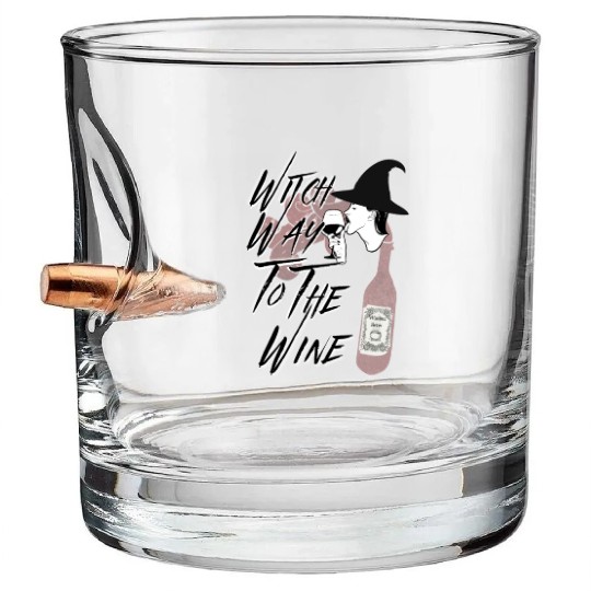 Witch Way to the Wine - Halloween Drinking Humor Bullet Whiskey Glasses