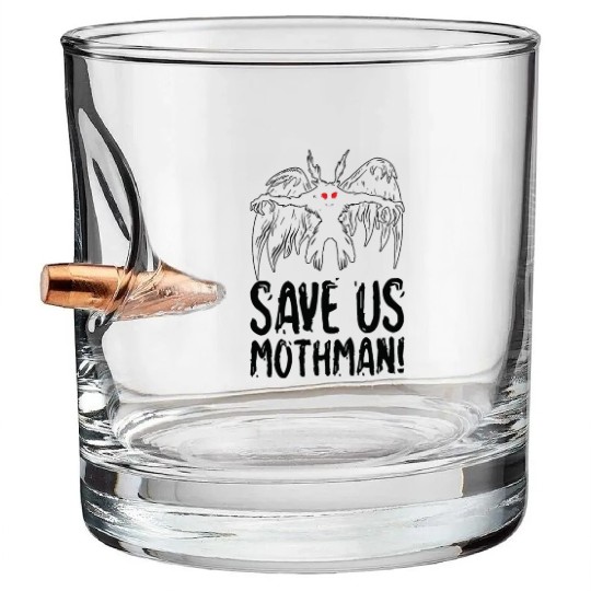 Halloween Mothman Mythical Line Art Beast Monster Bullet Whiskey Glasses