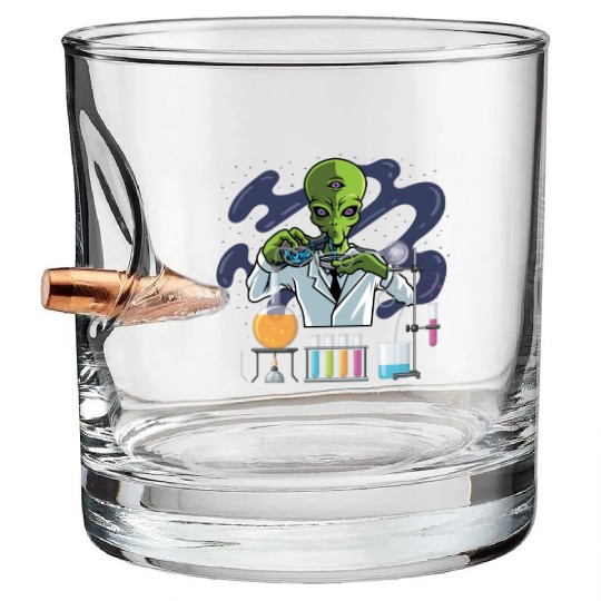 Psychedelic Alien Lab Technician Gift Bullet Whiskey Glasses
