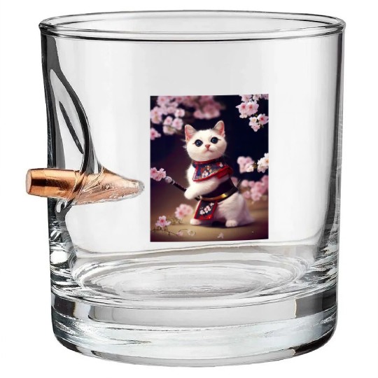 Samurai Cat Bullet Whiskey Glasses