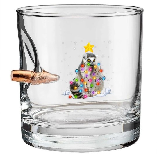 Xmas Lemur Animals Lover Christmas Tree Lights Bullet Whiskey Glasses