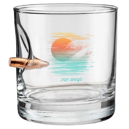 Artistic San Diego California Palm Tree Vacation Bullet Whiskey Glasses