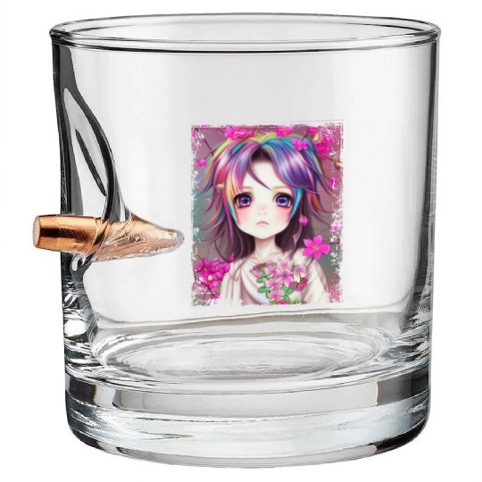Anime Kawaii Chibi Girl Flowers Blossoms Gift Bullet Whiskey Glasses