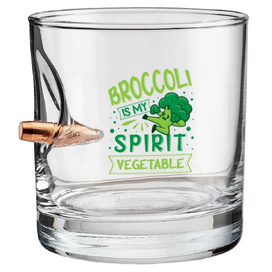 Broccoli Is My Spirit Vegetable Vegetarian Vegan Bullet Whiskey Glasses
