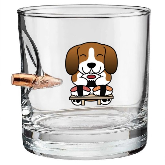 Sushi Lover Basset Hound Bullet Whiskey Glasses
