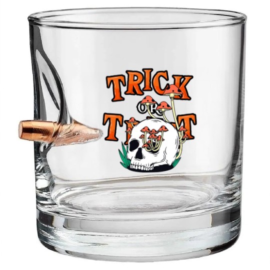 Trick or Treat People With Kindness Skeleton Hallo Bullet Whiskey Glasses