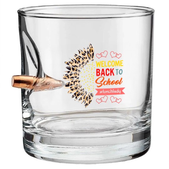 Back to School Bullet Whiskey Glasses, Lunch Lady Sunflower Bullet Whiskey Glasses,