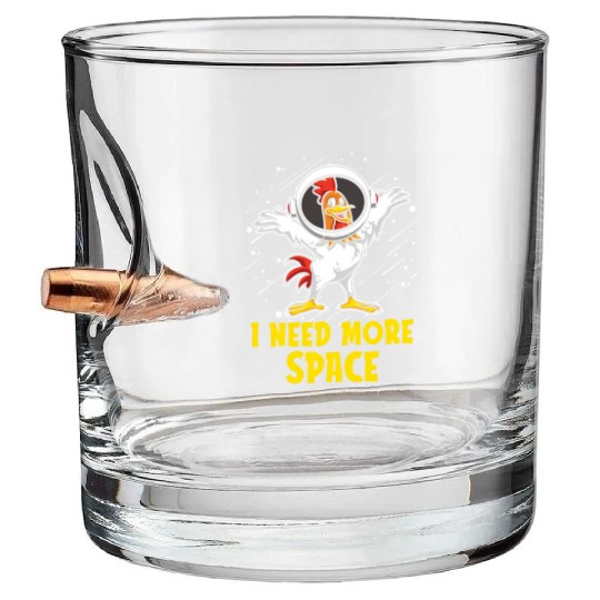Rooster Cock Astronaut I Need More Space Bullet Whiskey Glasses