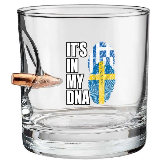 Greek And Swedish Mix Heritage DNA Flag Bullet Whiskey Glasses