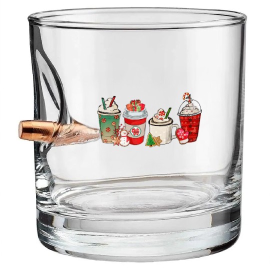 Merry Christmas Coffee Snowman Latte Peppermint Bullet Whiskey Glasses