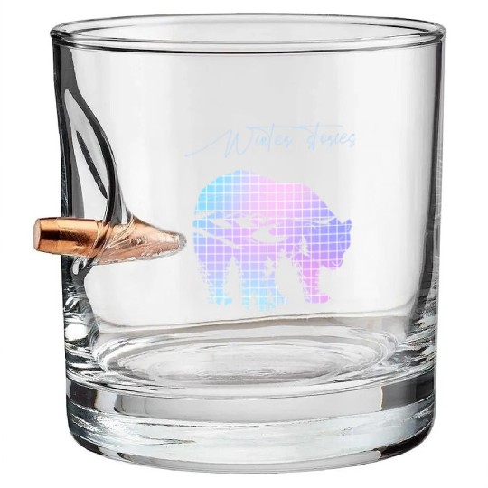 Winter stories Bear Trees Pastel Rainbow Bullet Whiskey Glasses