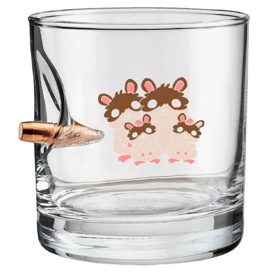 Friendly hamster family kids Bullet Whiskey Glasses