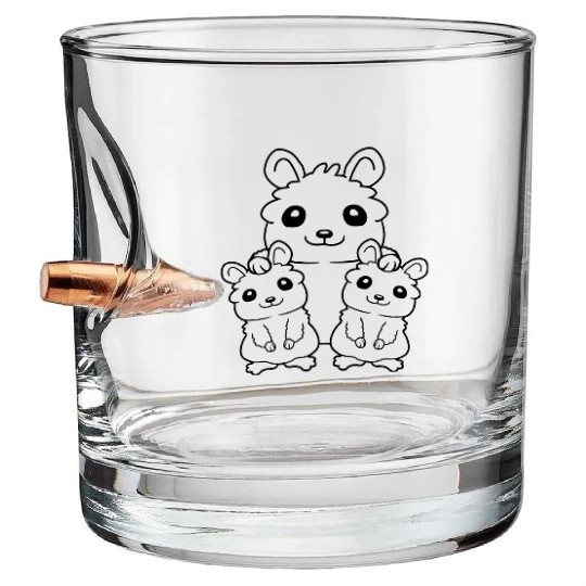 Hamster family 2 kids Bullet Whiskey Glasses