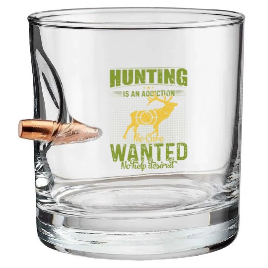 Hunting Wanted Deer Hunting Gift Hunter Dad Gradpa Bullet Whiskey Glasses