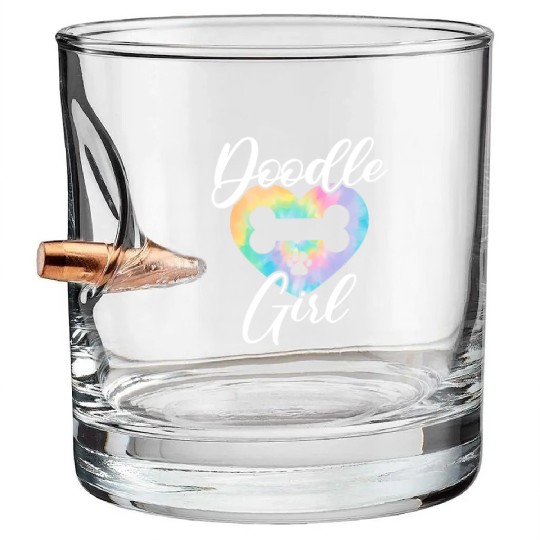 Doodle Girl Goldendoodle Dog Lover Puppy Paw Love Bullet Whiskey Glasses