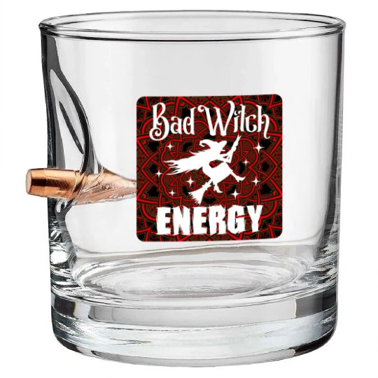 Witchy Quote Bad Witch Celtic Mandala Bullet Whiskey Glasses