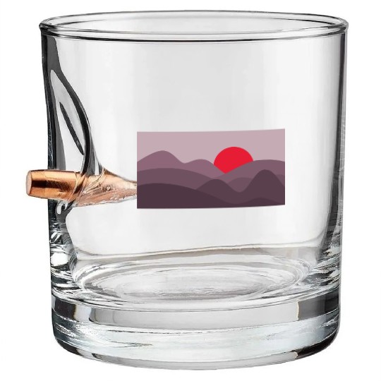 Minimalist Sun Dark Pink Purple Bullet Whiskey Glasses